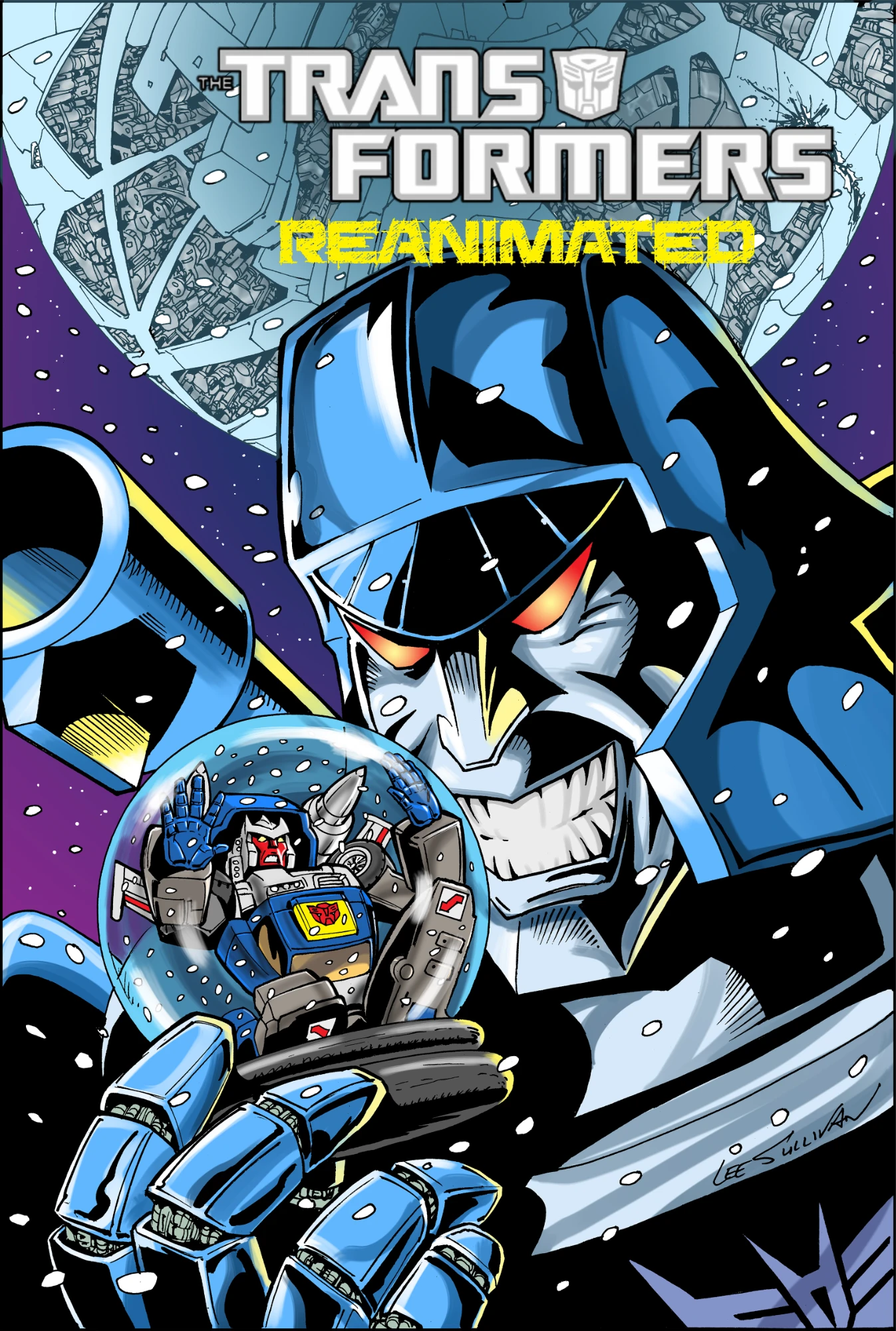 Transformers comic cover with Megatron holding a snowglobe