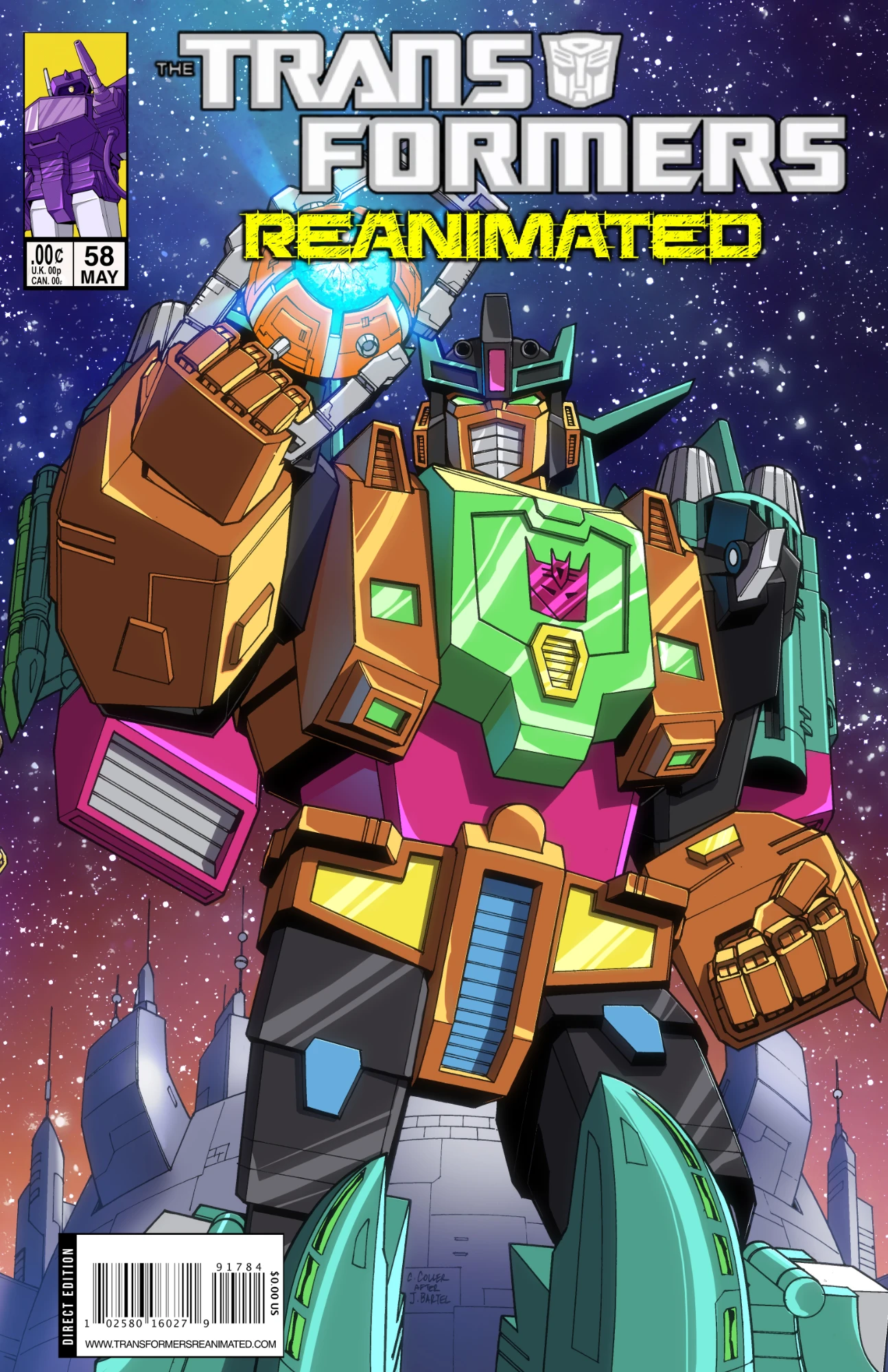 Transformers comic cover with Skyquake holding the Autobot Matrix of Leadership
